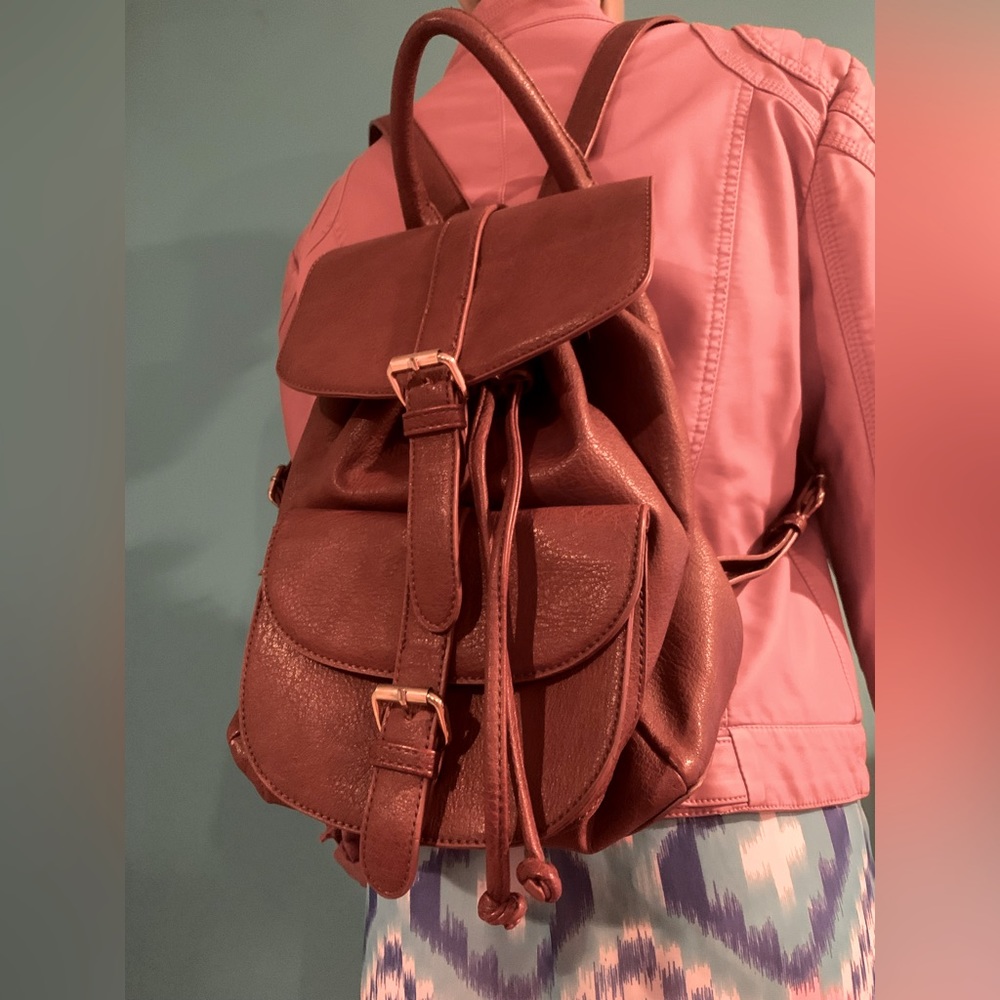 Brown leather vintage backpack